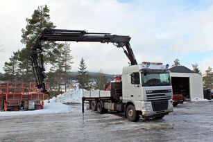 شاحنة مسطحة DAF XF 95.480 *6x2 *crane HIAB 288 *JIB *WINCH *PLATFORM 6.60+1m *VI